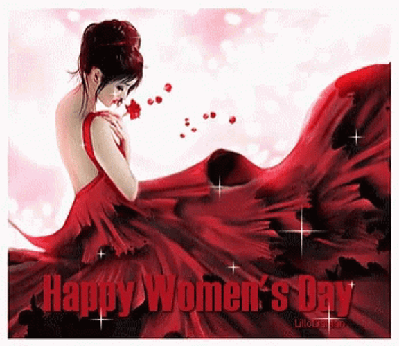 Happy Womens Day Lady In Red GIF