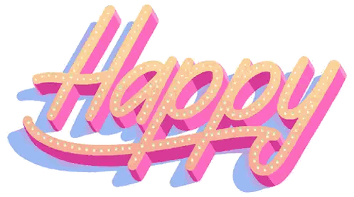 Happy Word in Pink and Yellow