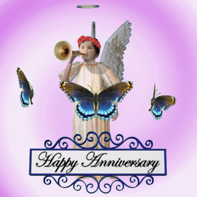 Happy Work Anniversary Angel & Butterflies GIF
