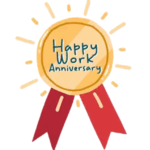 Happy Work Anniversary Badge with Red Ribbon
