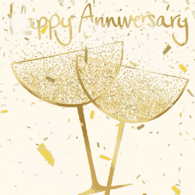 Happy Work Anniversary Gold Confetti GIF