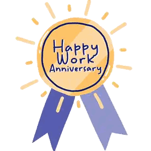 Happy Work Anniversary Medal with Blue Ribbon