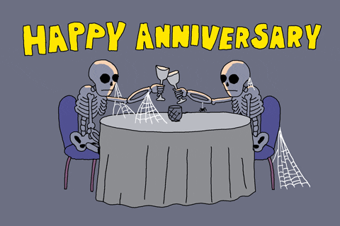 Happy Work Anniversary Skeleton Celebration GIF