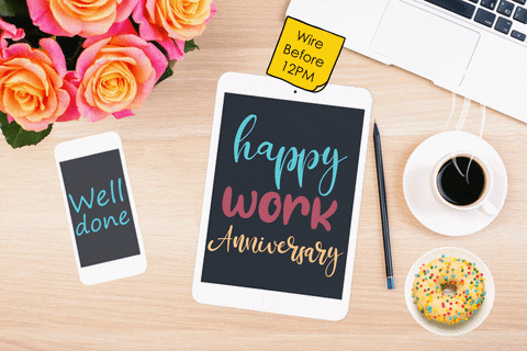 Happy Work Anniversary Tablet GIF