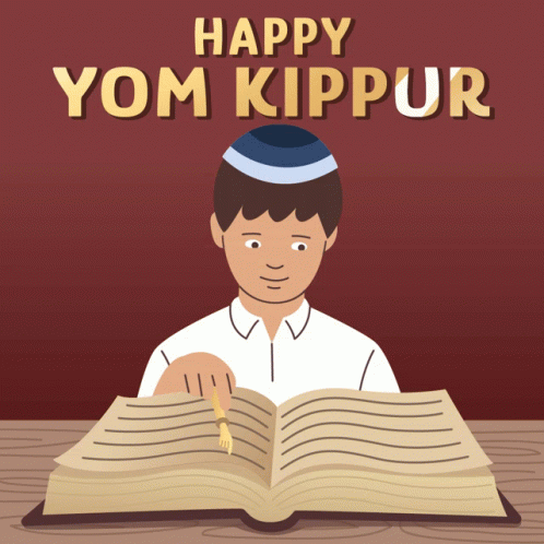 Happy Yom Kippur Reading Bible Hebrew Calendar GIF