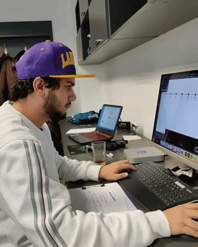 Hardworking Freelancer In A Lakers Cap GIF