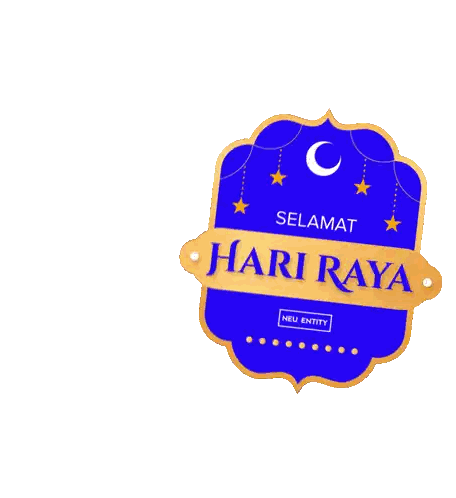 Hari Raya Label Blue and Gold