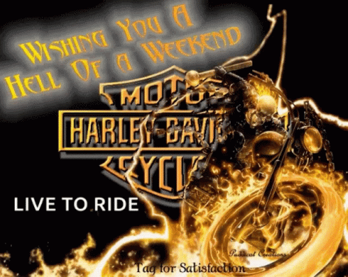 Harley Davidson Motorcycle Surrounded By Flames GIF