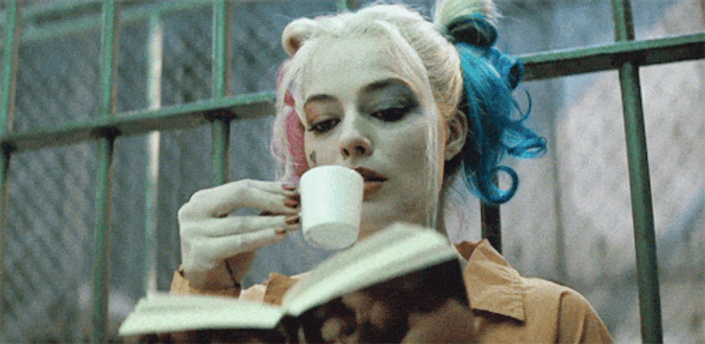 Harley Quinn Drinking Coffee GIF