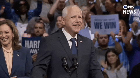 Harris Walz Salutes Audience GIF