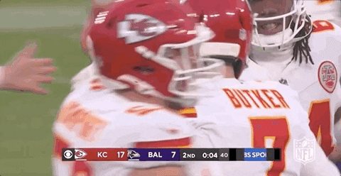 Harrison Butker Rubbed Helmet By Teammate GIF