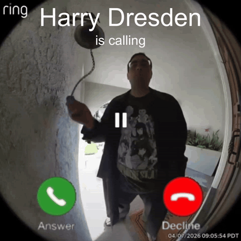 Harry Dresden Is Calling With A Green Answer Button And A Red Decline Button GIF