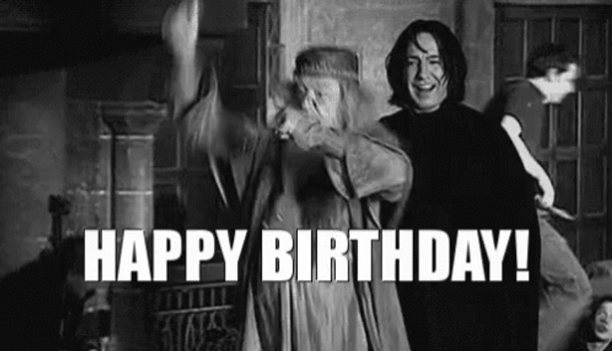 Harry Potter Happy Birthday Professor Snape And Dumbledore Dancing GIF