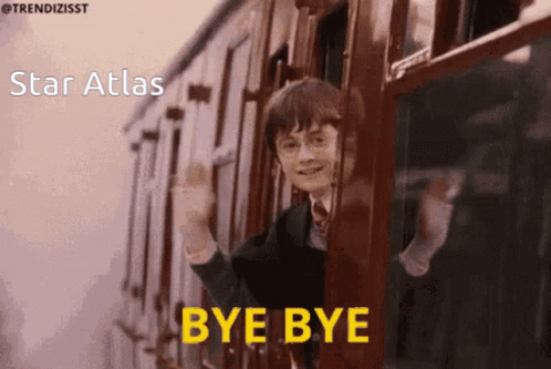 Harry Potter Is Waving From The Window Of A Train With The Words Bye Bye On The Bottom GIF