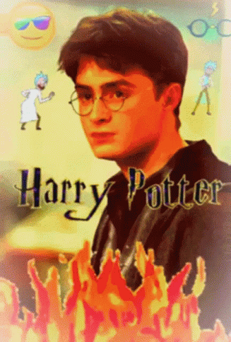 Harry Potter Poster With Flames and Smiley Face