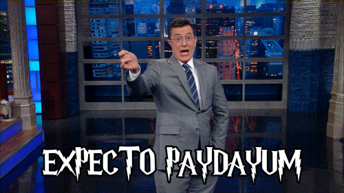 Harry Potter Spell Pay Me Stephen Colbert GIF