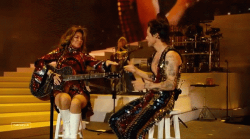 Harry Styles Kissed Shania Twain Hands At Coachella GIF