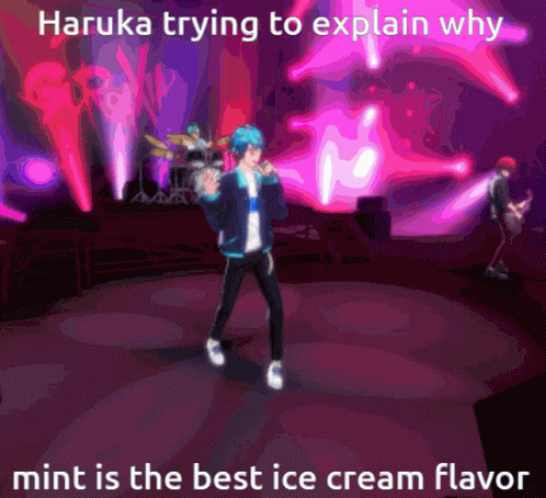 Haruka Trying To Explain Why Mint Is The Best Ice Cream Flavor In A Video Game GIF