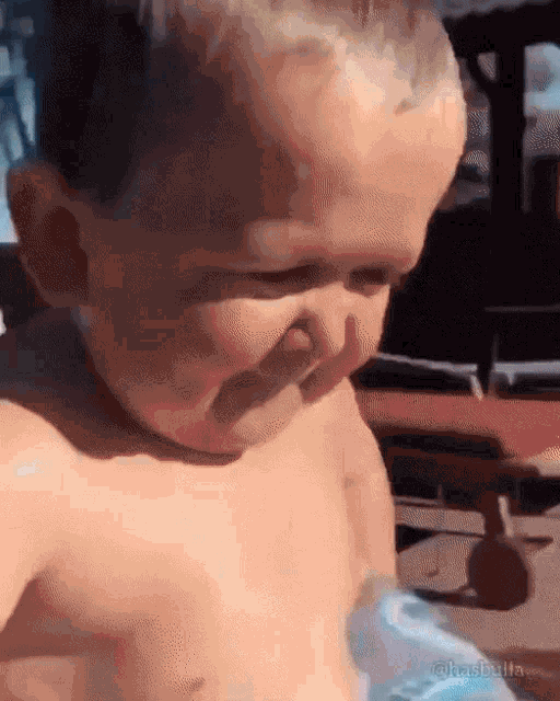Hasbulla Mini Khabib Smile Swimming Pool Jump GIF