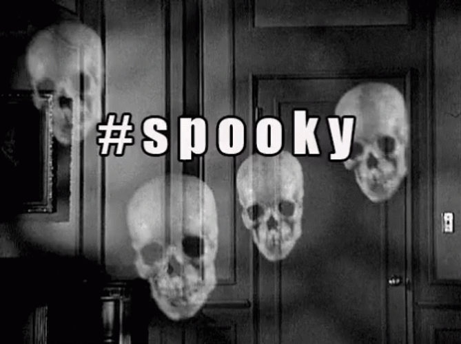 Hashtag Spooky Floating Skulls GIF