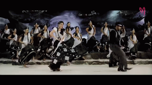 Hat Man Dancing with Women in Black White