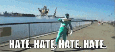 Hate Hate Hate Man In Power Ranger Costume GIF