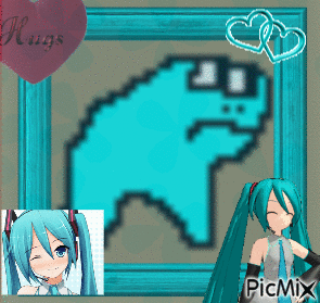 Hatsune Miku and Frog Hugging