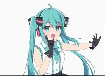 Hatsune Miku Dancing With Headphones And Bow Tie GIF