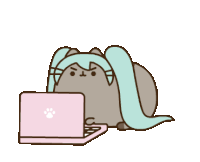 Hatsune Miku Pusheen Sticker GIF