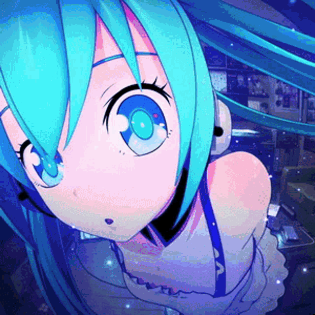 Hatsune Miku Staring Closely GIF