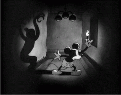 Haunted House Scared Micky Mouse GIF
