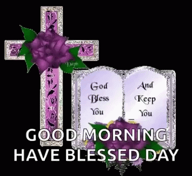 Have A Blessed Wednesday Glittering Bible And Cross GIF