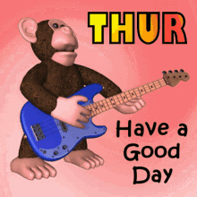 Have A Good Day Monkey Playing Guitar GIF