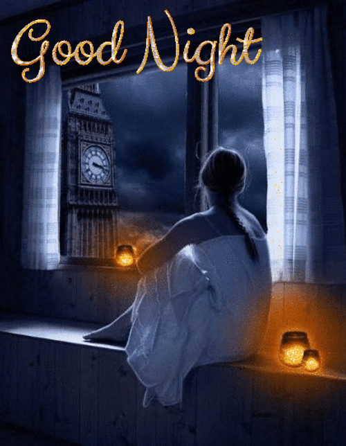 Have A Good Night Girl Looking Out Window GIF