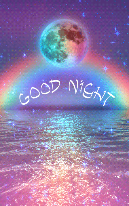 Have A Good Night Rainbow Moon And Sea GIF