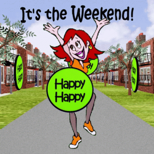Have A Good Weekend Dancing Cartoon Lady GIF