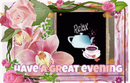 Have A Great Evening Pink Flowers GIF