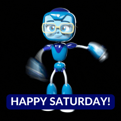 Have A Great Saturday Dancing Blue Robot GIF