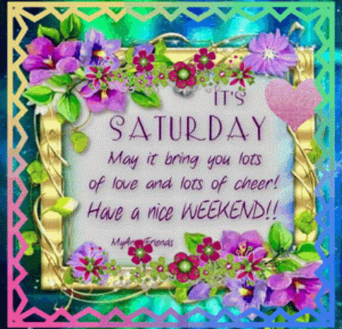 Have A Great Saturday Picture Frame With Flowers GIF