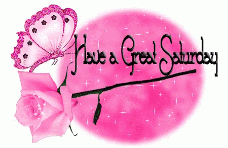 Have A Great Saturday Pink Rose And Butterfly GIF