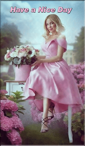 Have A Nice Day Garden Flowers Pink Dress Gardener GIF