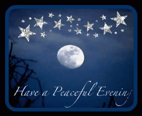 Have A Peaceful Good Evening Stars Moon Sky GIF