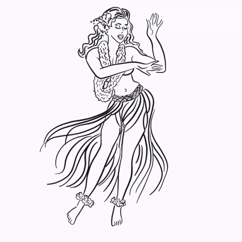 Hawaiian Dancer Black And White GIF