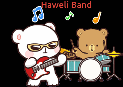 Haweli Band Cartoon Bears Playing Instruments
