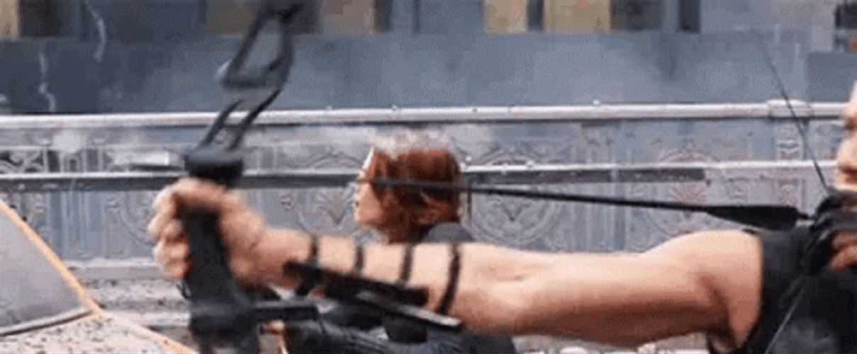 Hawkeye Fighting Beside Black Widow GIF