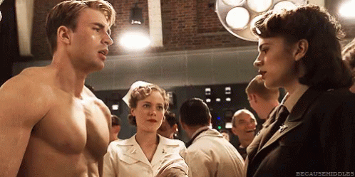 Hayley Atwell Accidentally Touch Steve Rogers Chest GIF
