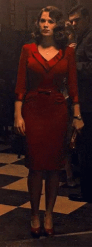 Hayley Atwell Red Dress Men Looking GIF