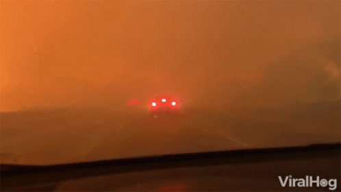 Hazy Road Searing Wildfire Breaking Out GIF