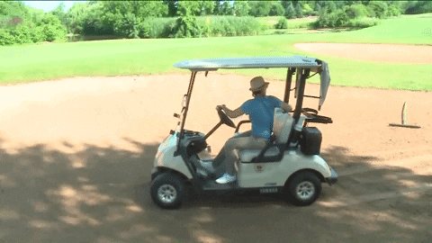He Is Driving Golf Cart Backward GIF
