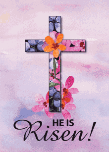 He Is Risen Flower Cross GIF